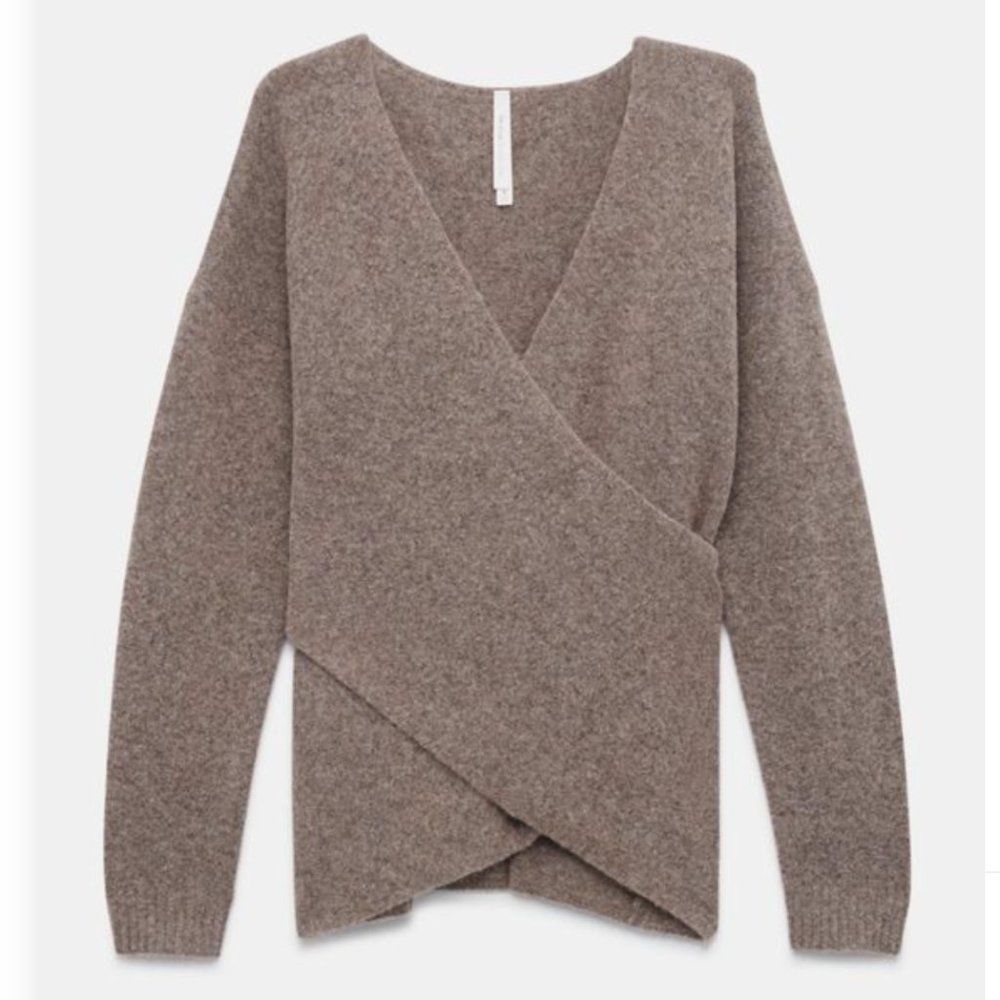 Aritzia The Group Baton Nandini Sweater Cross Front Size Medium Brown/Taupe